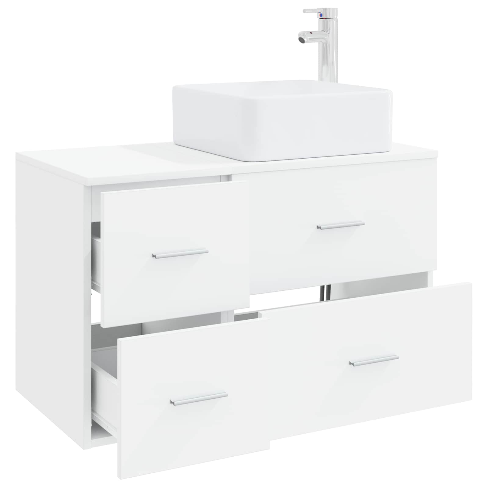 Badezimmermöbel-Set 2 pcs Weiß Holzwerkstoff