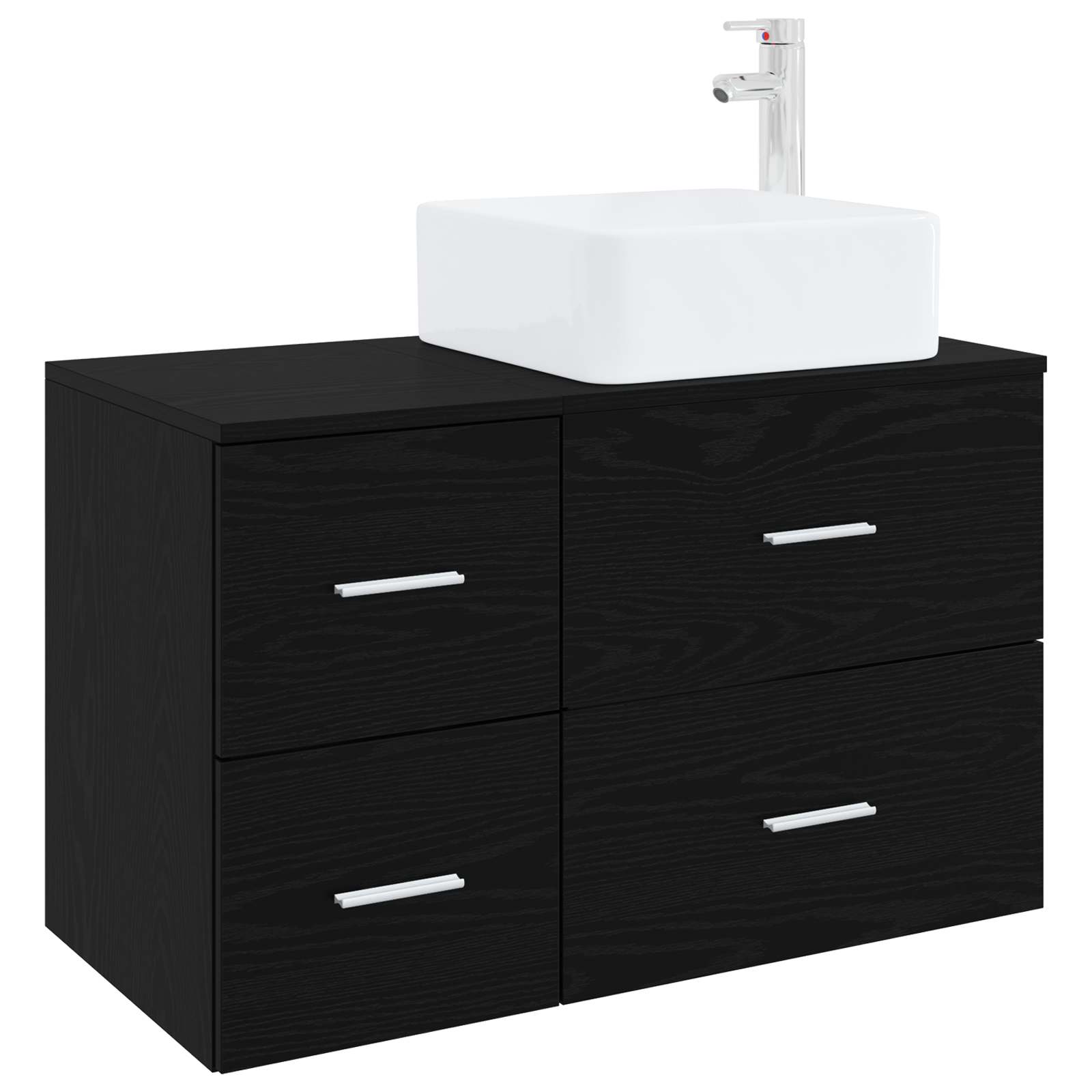 Badezimmermöbel-Set 2 pcs Schwarze Eiche Holzwerkstoff