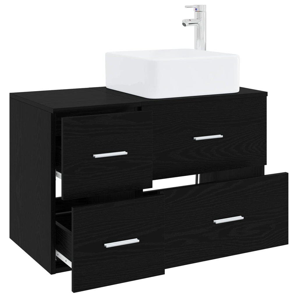 Badezimmermöbel-Set 2 pcs Schwarze Eiche Holzwerkstoff