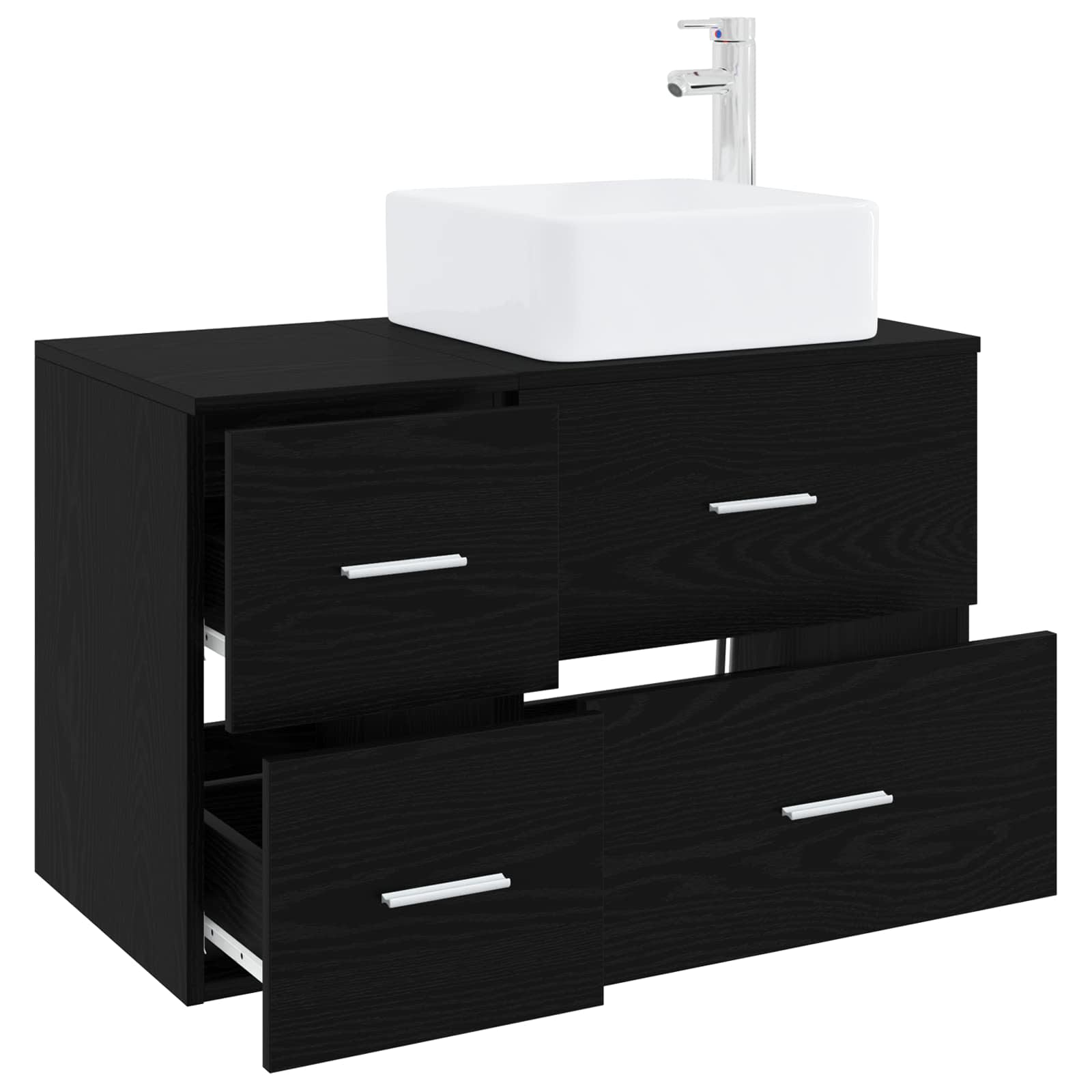Badezimmermöbel-Set 2 pcs Schwarze Eiche Holzwerkstoff