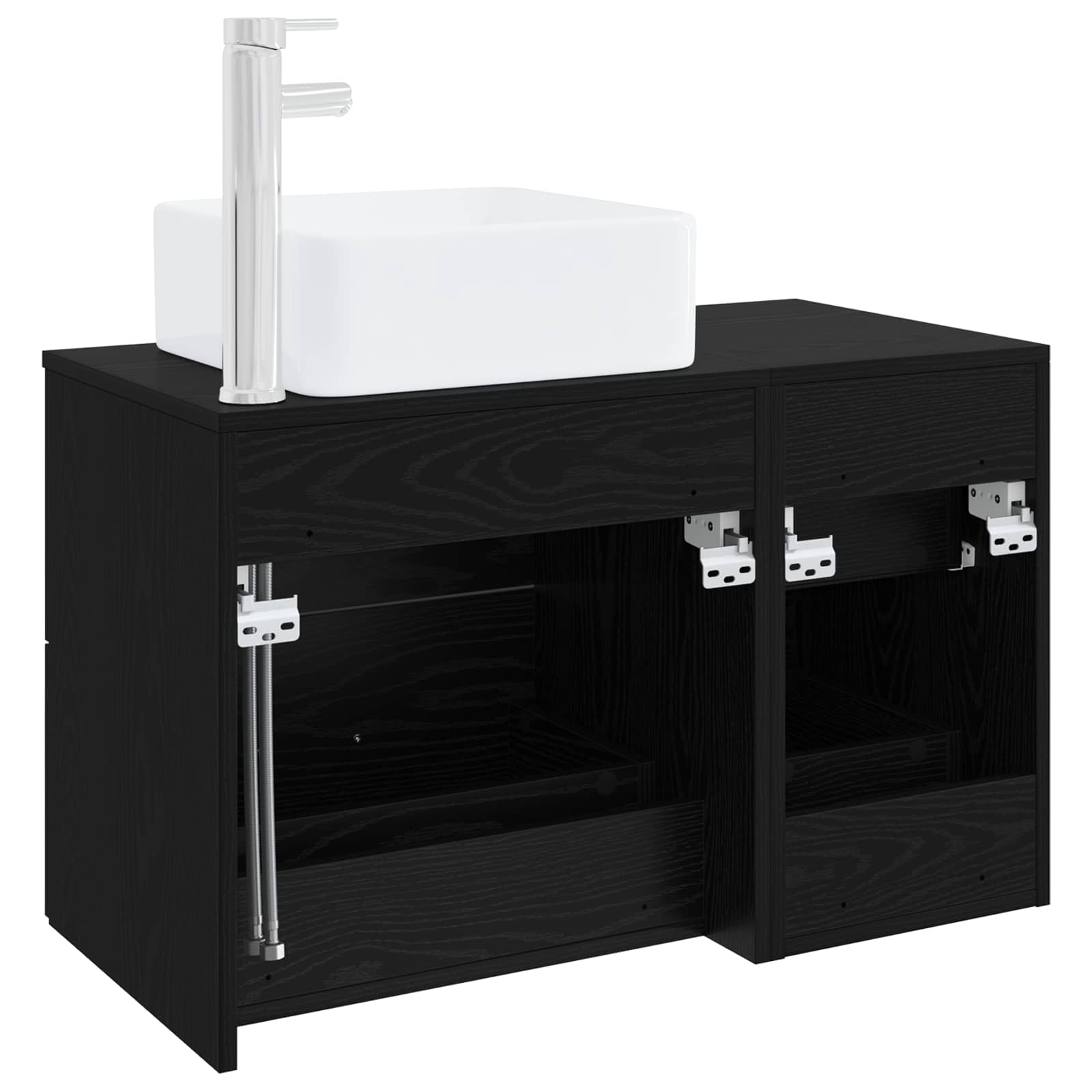 Badezimmermöbel-Set 2 pcs Schwarze Eiche Holzwerkstoff