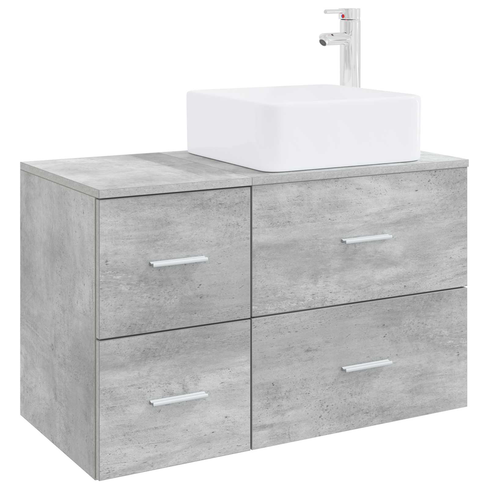 Badezimmermöbel-Set 2 pcs Betongrau Holzwerkstoff