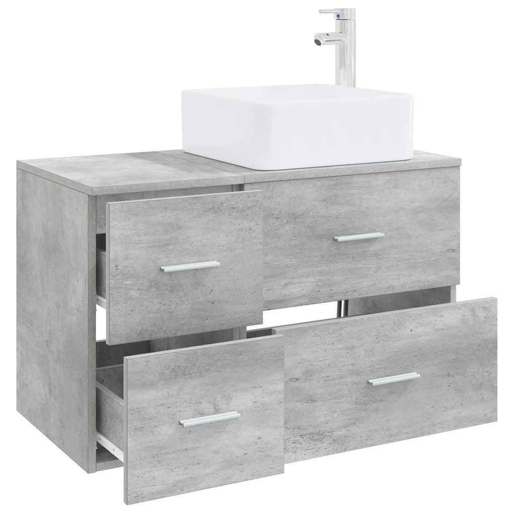 Badezimmermöbel-Set 2 pcs Betongrau Holzwerkstoff