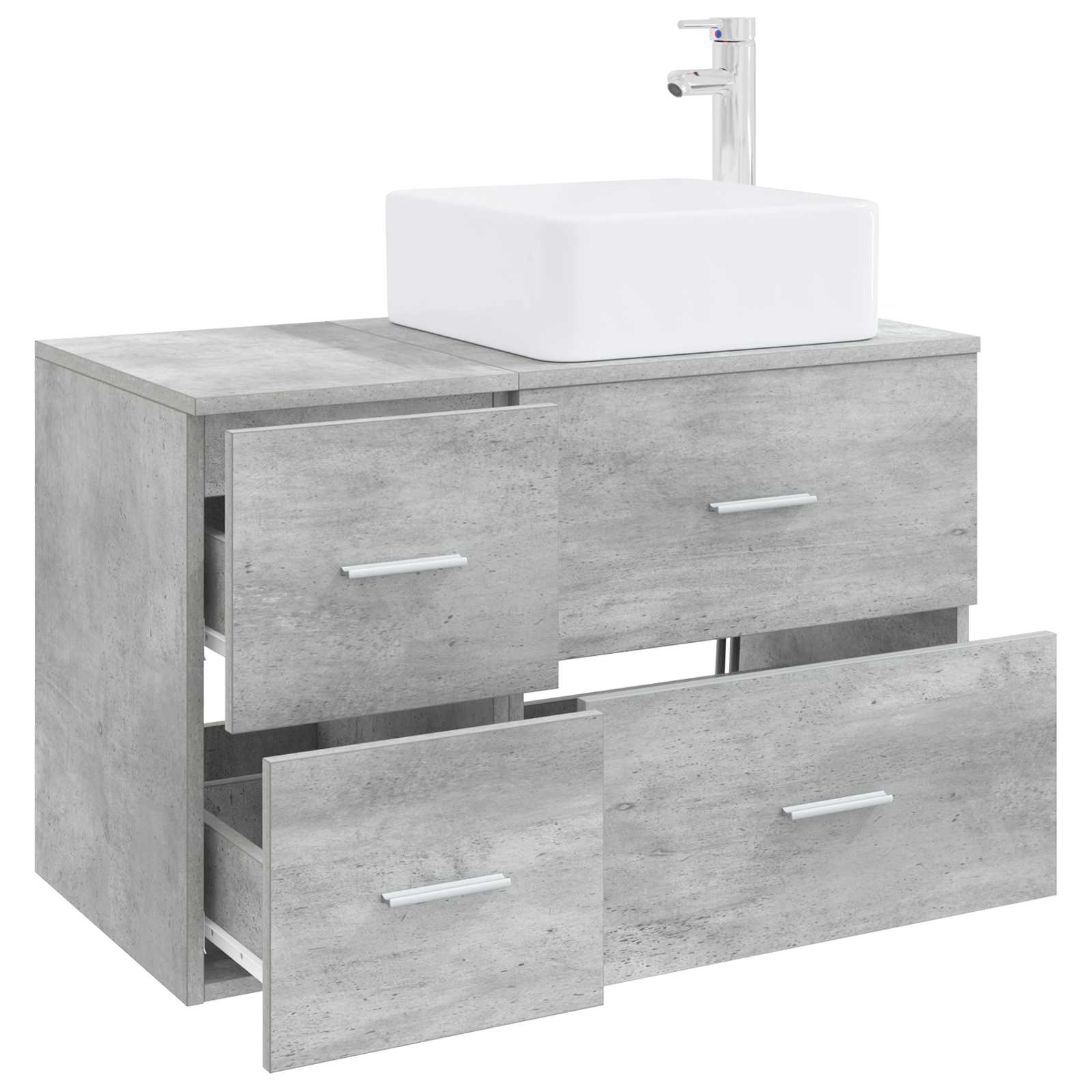 Badezimmermöbel-Set 2 pcs Betongrau Holzwerkstoff
