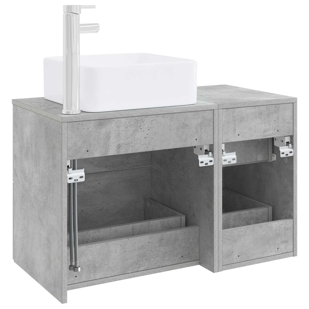 Badezimmermöbel-Set 2 pcs Betongrau Holzwerkstoff