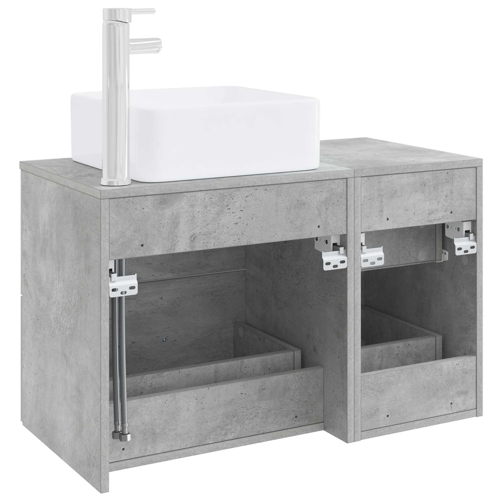 Badezimmermöbel-Set 2 pcs Betongrau Holzwerkstoff