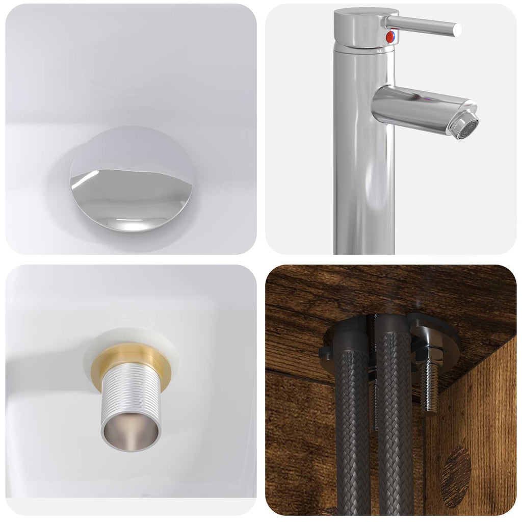 Badezimmermöbel-Set 2 pcs Geräucherte Eiche Holzwerkstoff