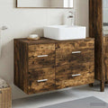 Badezimmermöbel-Set 2 pcs Geräucherte Eiche Holzwerkstoff
