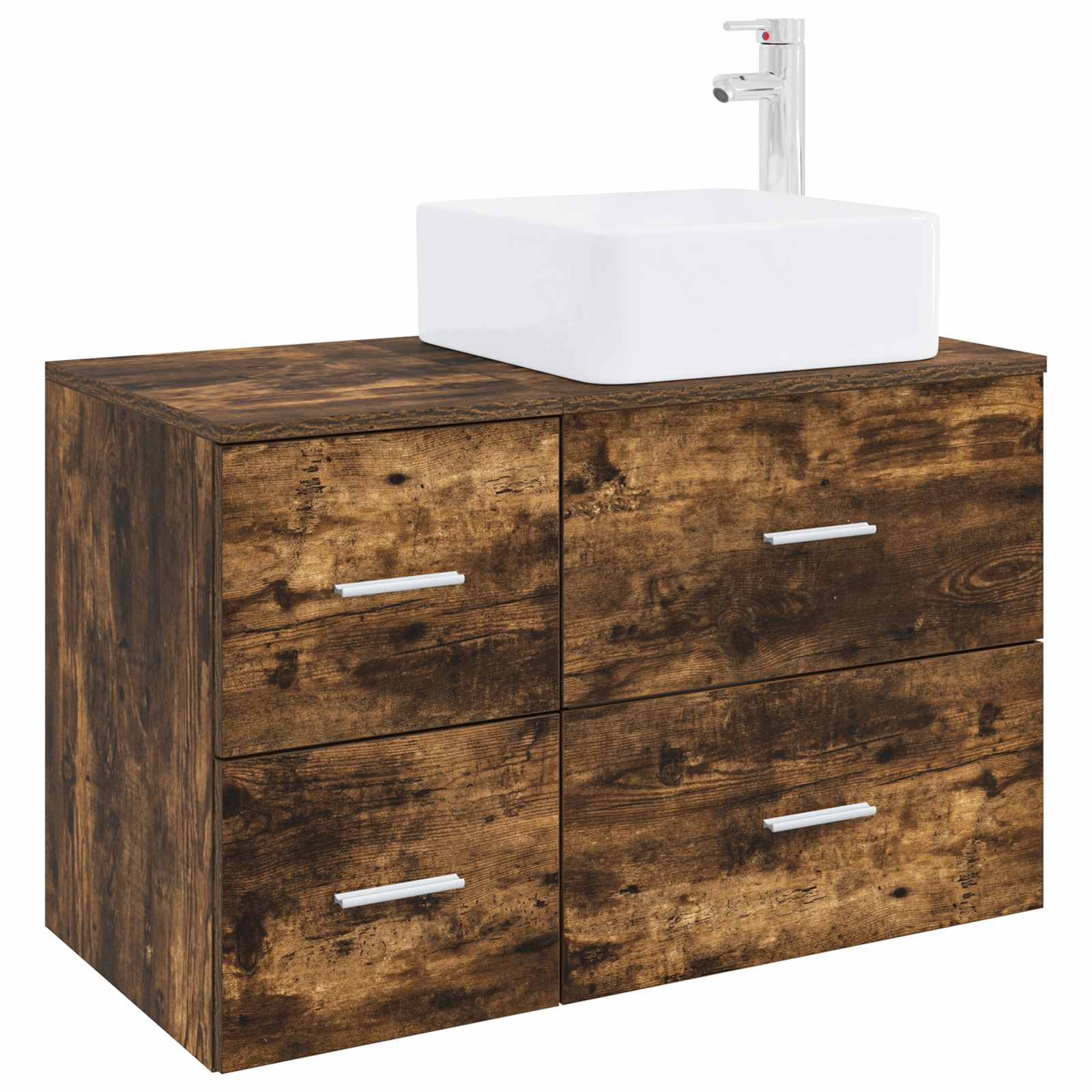 Badezimmermöbel-Set 2 pcs Geräucherte Eiche Holzwerkstoff