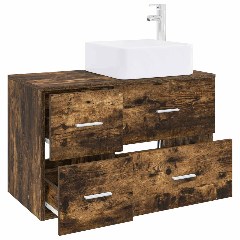 Badezimmermöbel-Set 2 pcs Geräucherte Eiche Holzwerkstoff