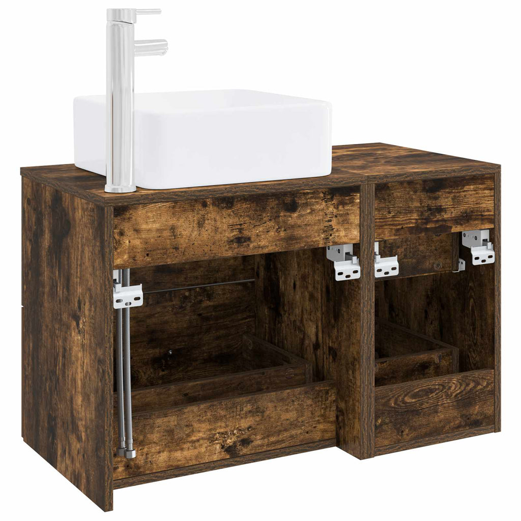 Badezimmermöbel-Set 2 pcs Geräucherte Eiche Holzwerkstoff