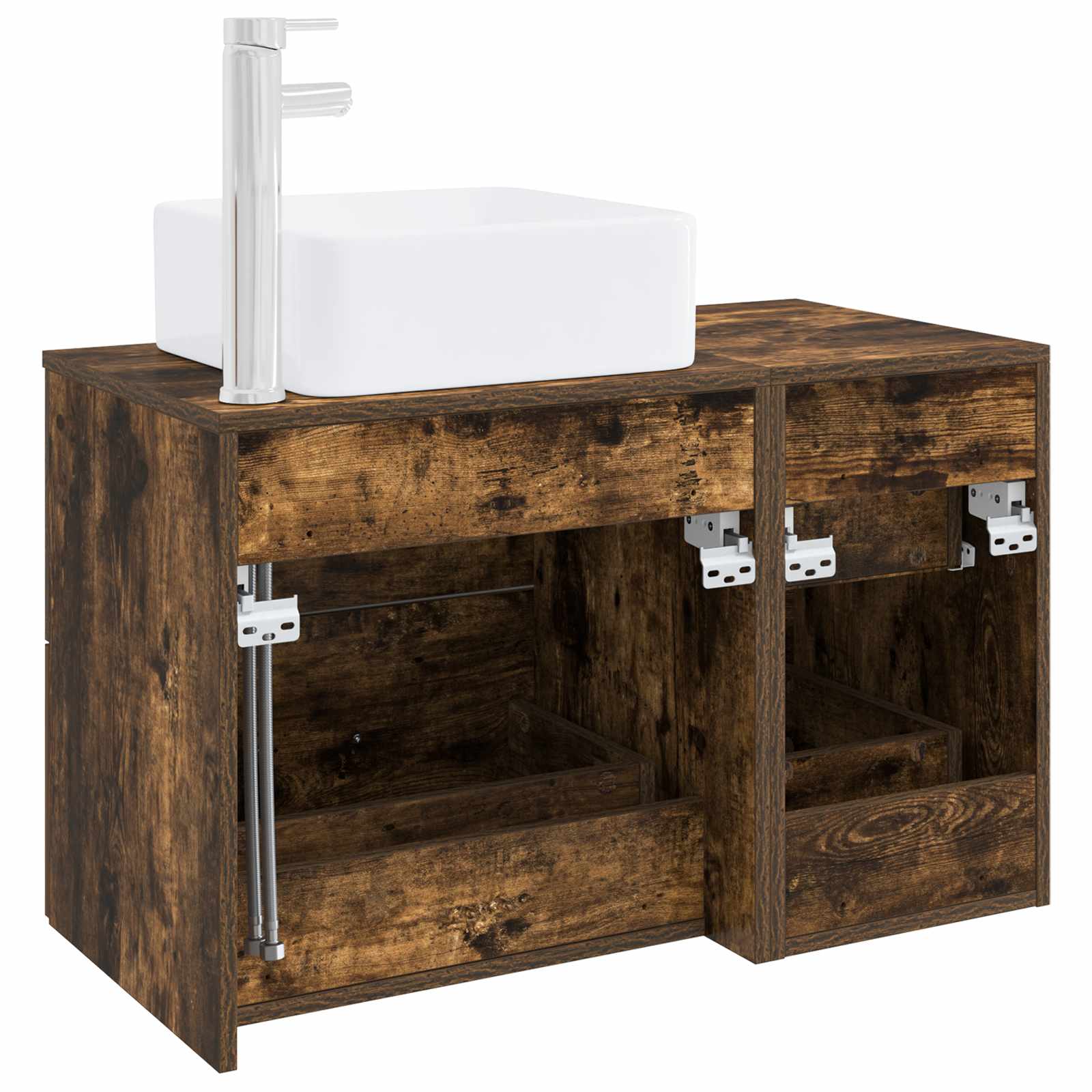 Badezimmermöbel-Set 2 pcs Geräucherte Eiche Holzwerkstoff