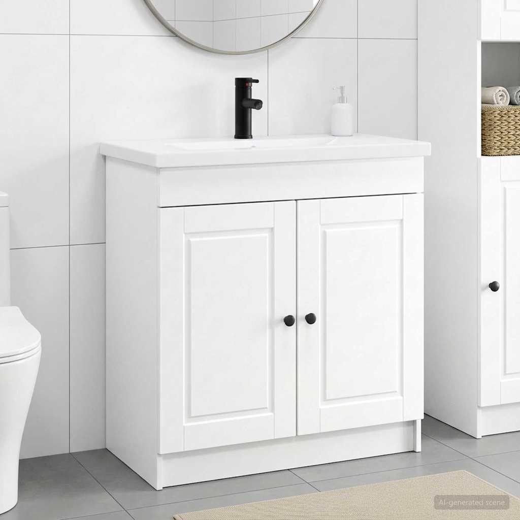 Badezimmermöbel-Set Weiß 56 x 37,5 x 81 cm Holzwerkstoff