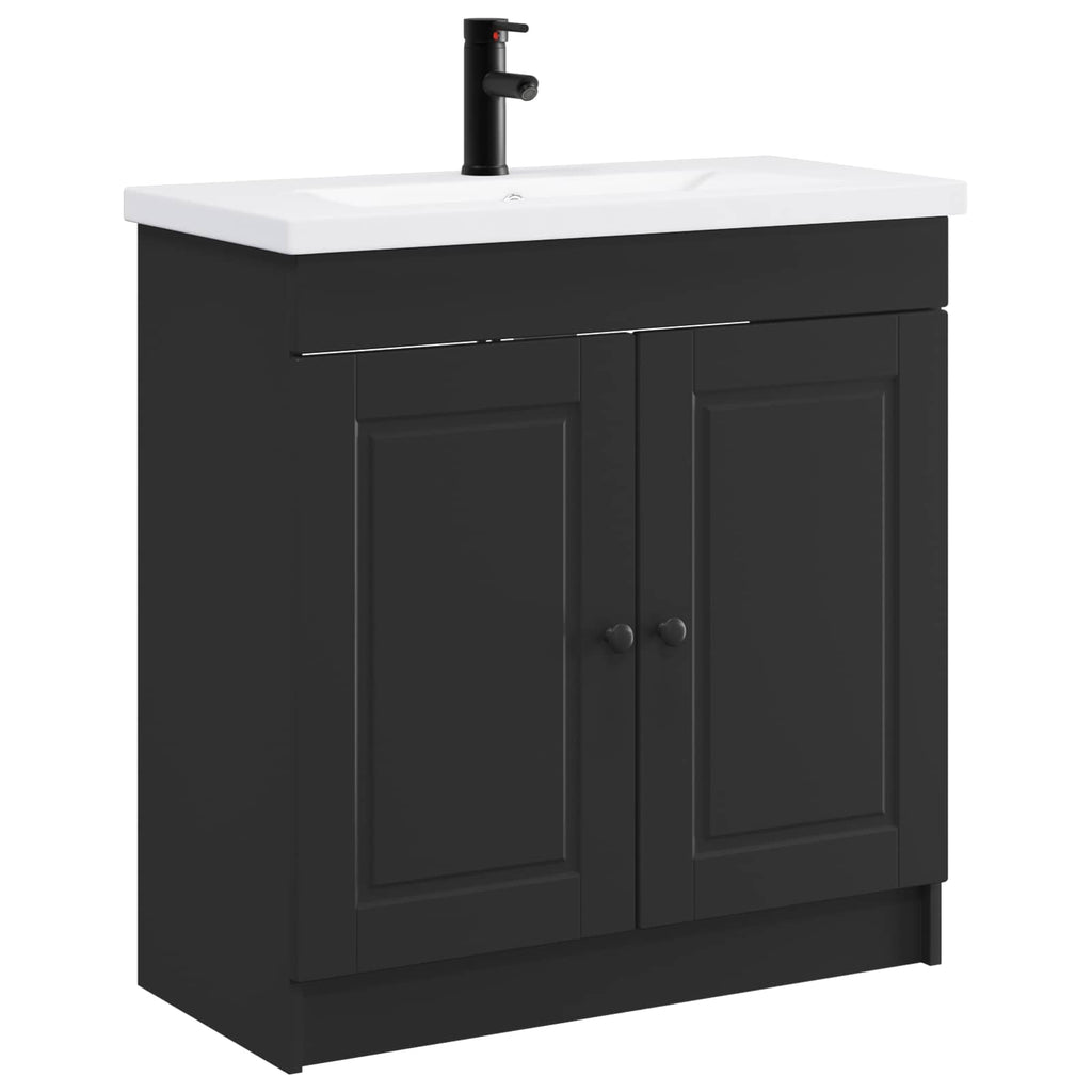 Badezimmermöbel-Set Schwarz 56 x 37,5 x 81 cm Holzwerkstoff