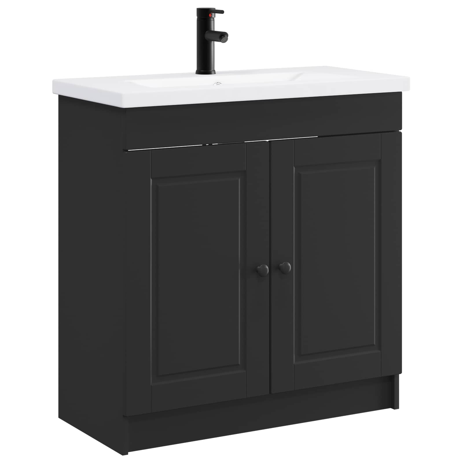 Badezimmermöbel-Set Schwarz 56 x 37,5 x 81 cm Holzwerkstoff