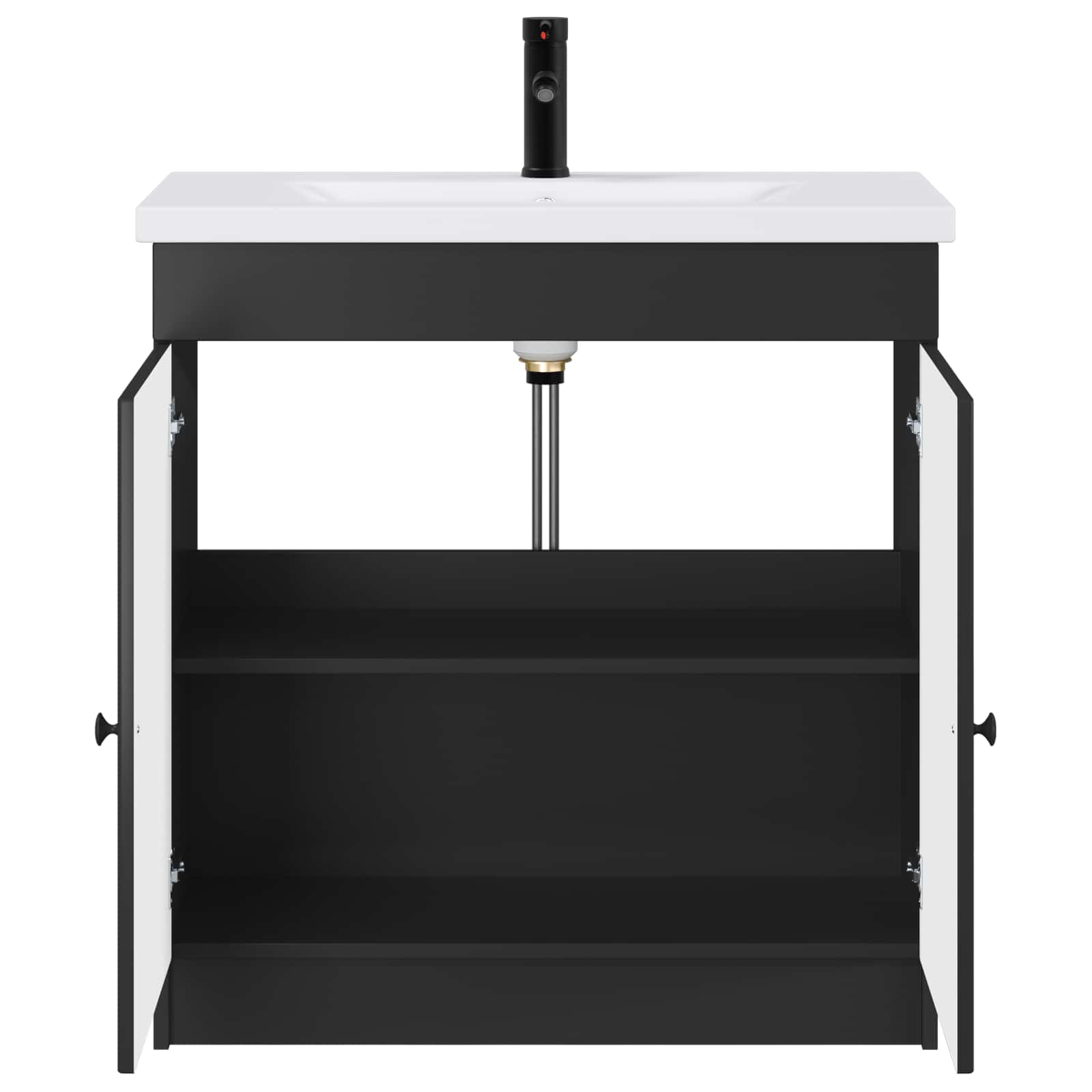 Badezimmermöbel-Set Schwarz 56 x 37,5 x 81 cm Holzwerkstoff