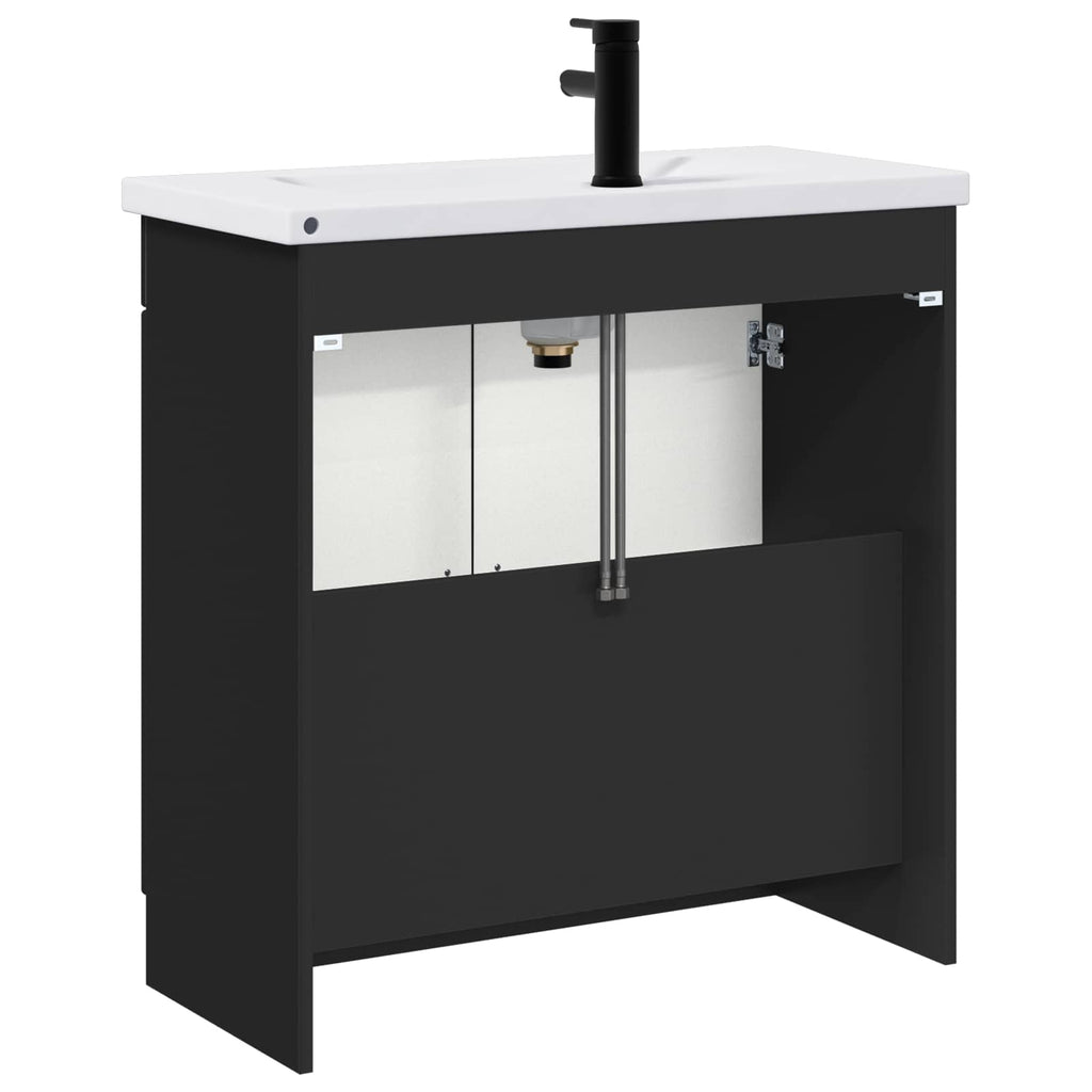 Badezimmermöbel-Set Schwarz 56 x 37,5 x 81 cm Holzwerkstoff