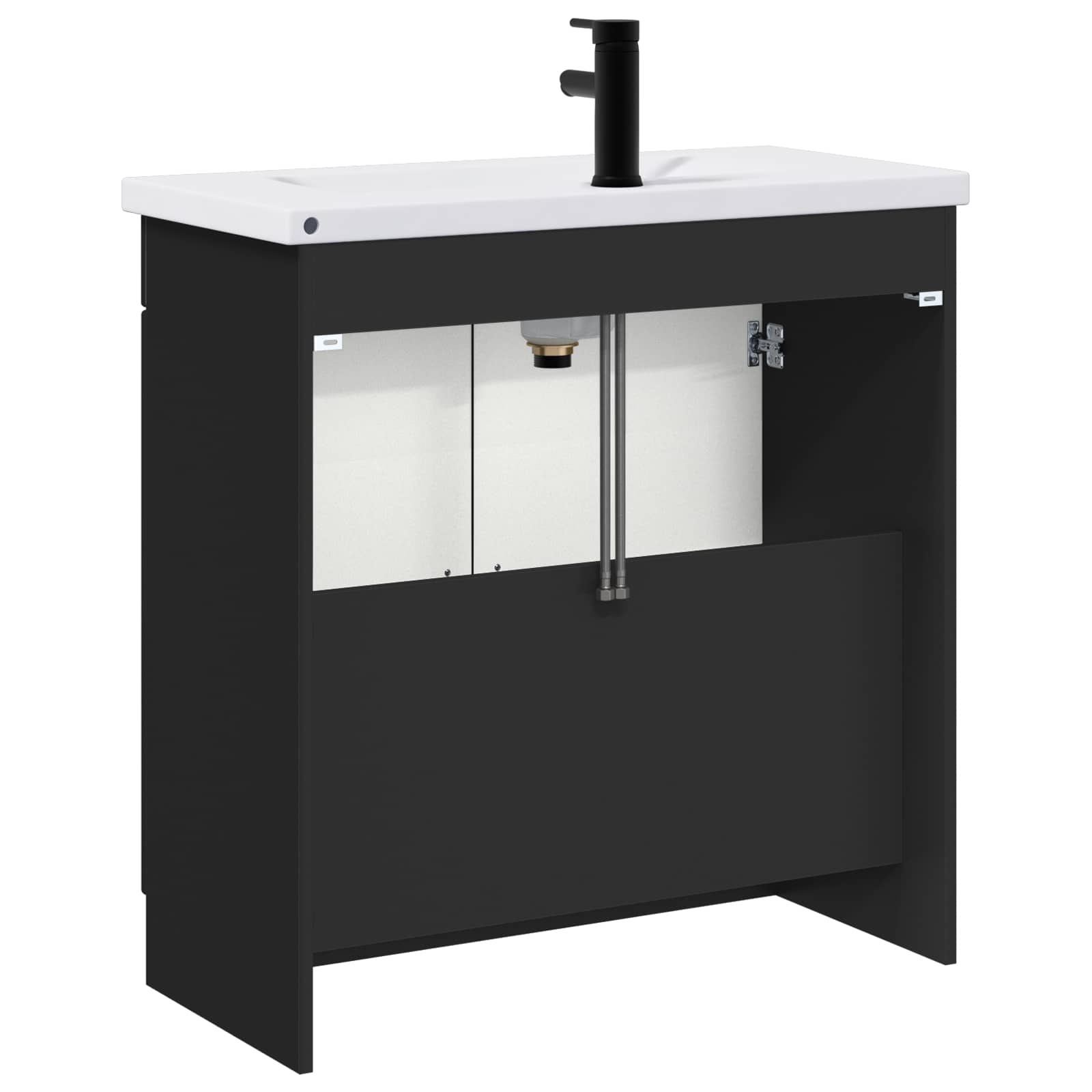 Badezimmermöbel-Set Schwarz 56 x 37,5 x 81 cm Holzwerkstoff