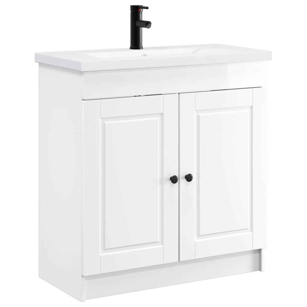 Badezimmermöbel-Set Hochglanz Weiß 56 x 37,5 x 81 cm