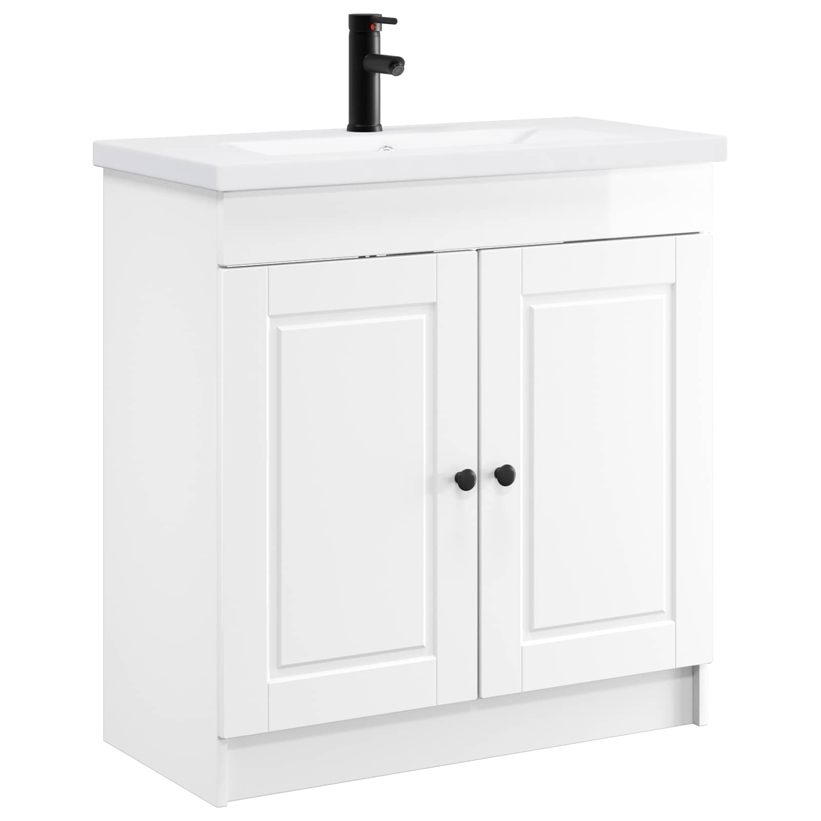 Badezimmermöbel-Set Hochglanz Weiß 56 x 37,5 x 81 cm