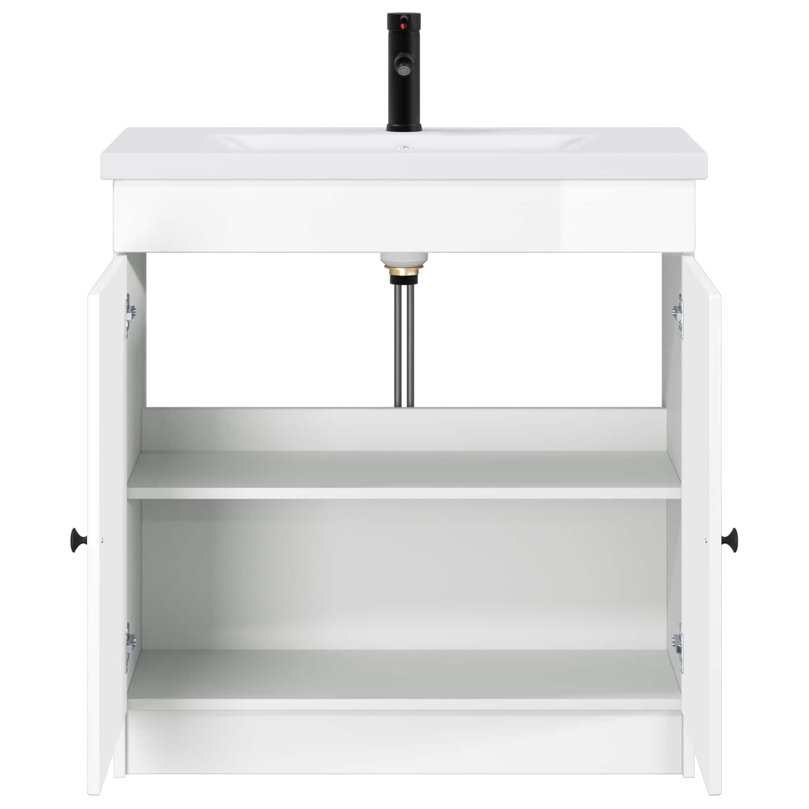Badezimmermöbel-Set Hochglanz Weiß 56 x 37,5 x 81 cm