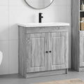 Badezimmermöbel-Set Grau Sonoma 56 x 37,5 x 81 cm Holzwerkstoff