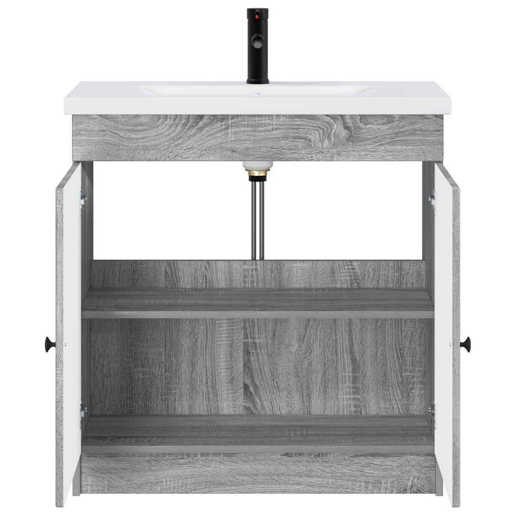 Badezimmermöbel-Set Grau Sonoma 56 x 37,5 x 81 cm Holzwerkstoff