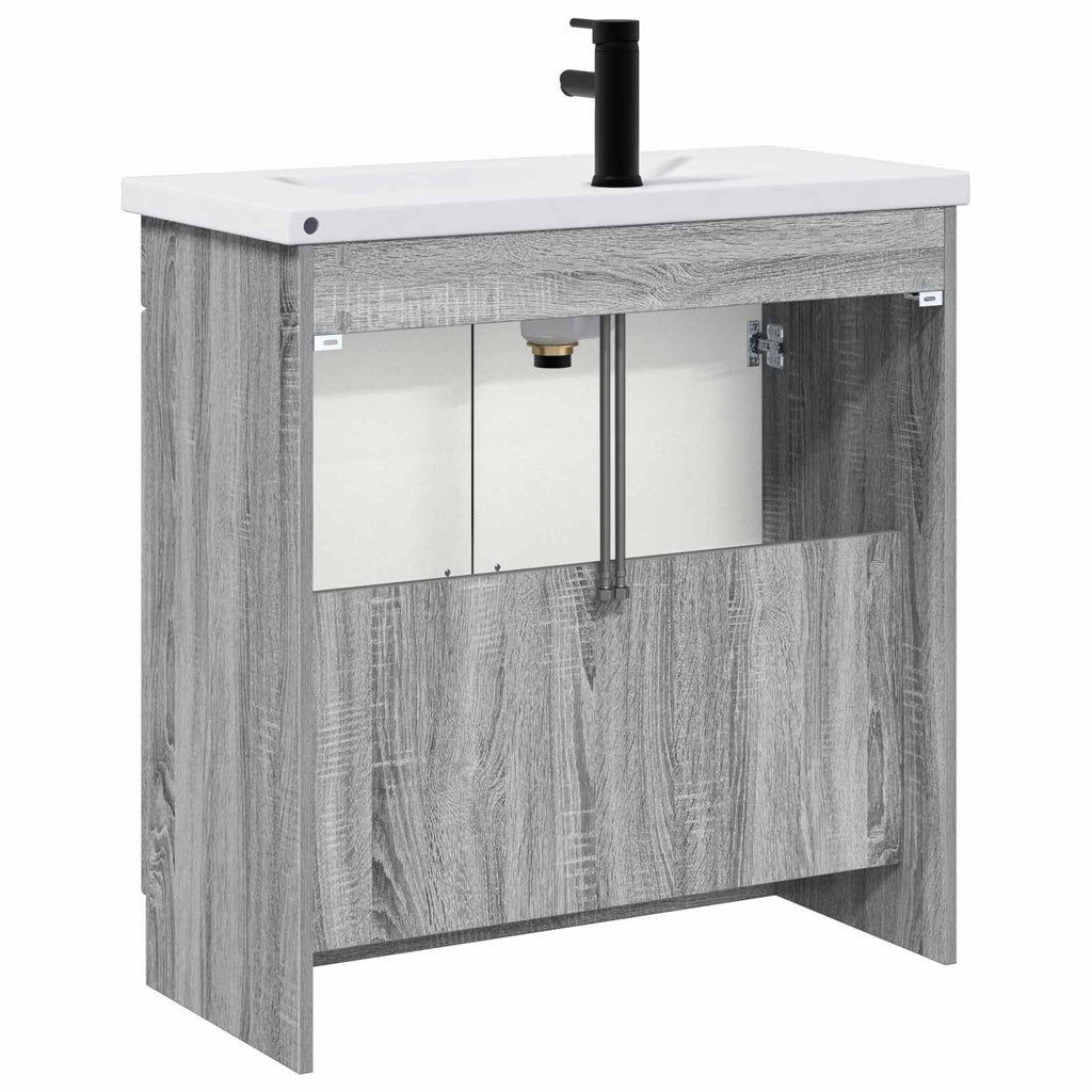 Badezimmermöbel-Set Grau Sonoma 56 x 37,5 x 81 cm Holzwerkstoff
