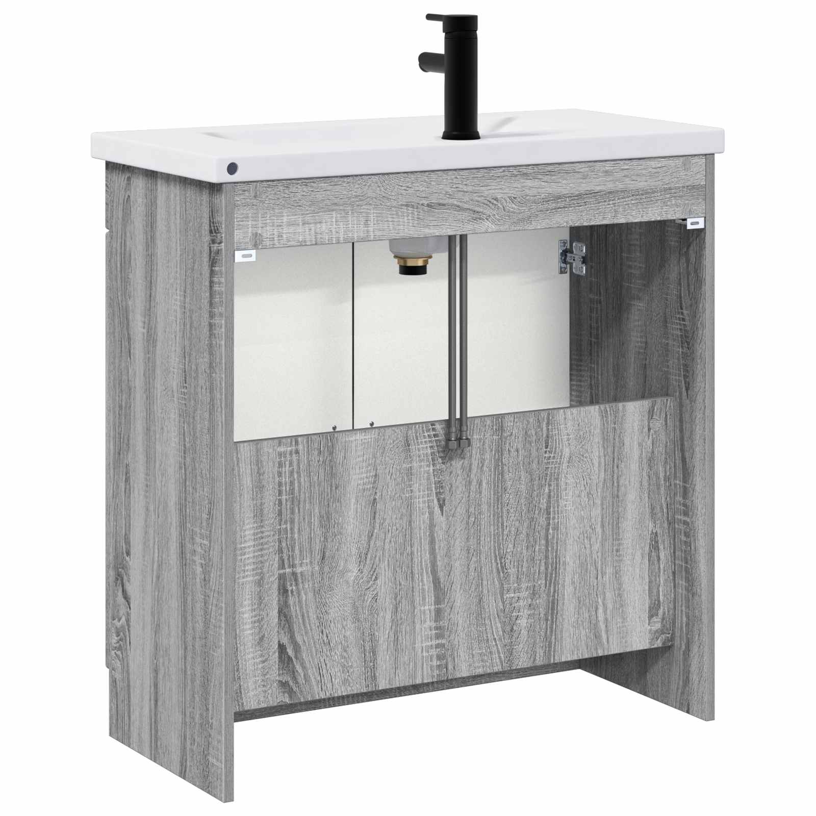 Badezimmermöbel-Set Grau Sonoma 56 x 37,5 x 81 cm Holzwerkstoff