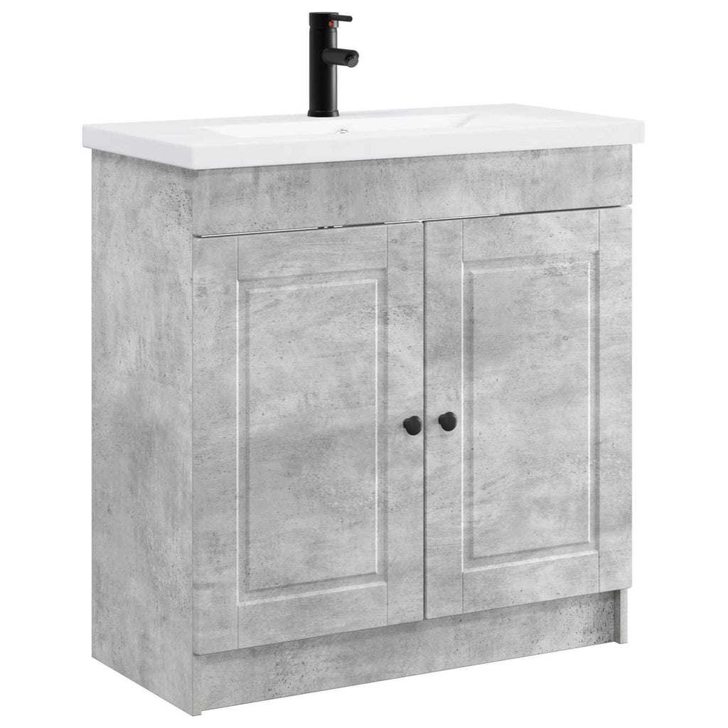 Badezimmermöbel-Set Betongrau 78,5 x 37,5 x 81 cm Holzwerkstoff