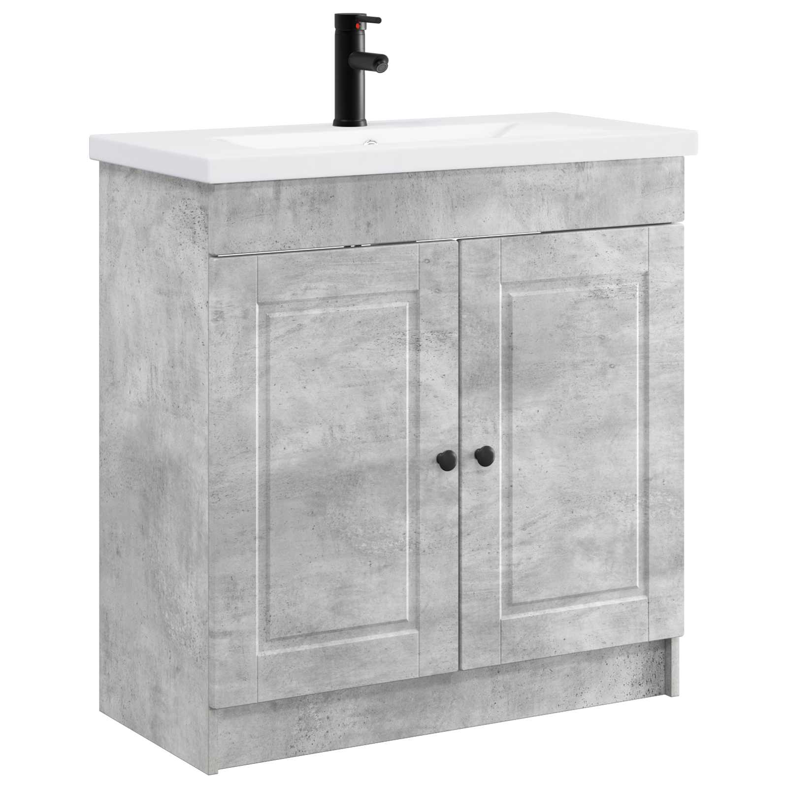 Badezimmermöbel-Set Betongrau 78,5 x 37,5 x 81 cm Holzwerkstoff