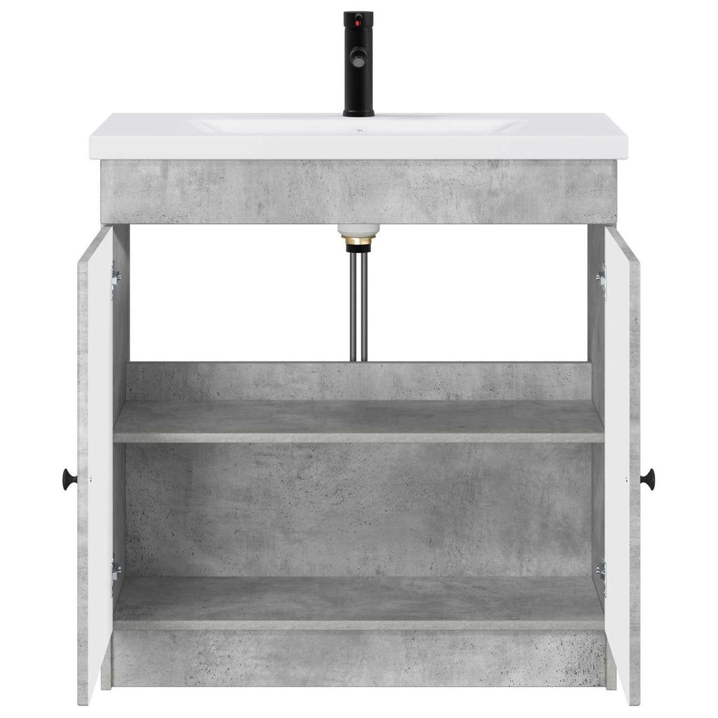 Badezimmermöbel-Set Betongrau 78,5 x 37,5 x 81 cm Holzwerkstoff