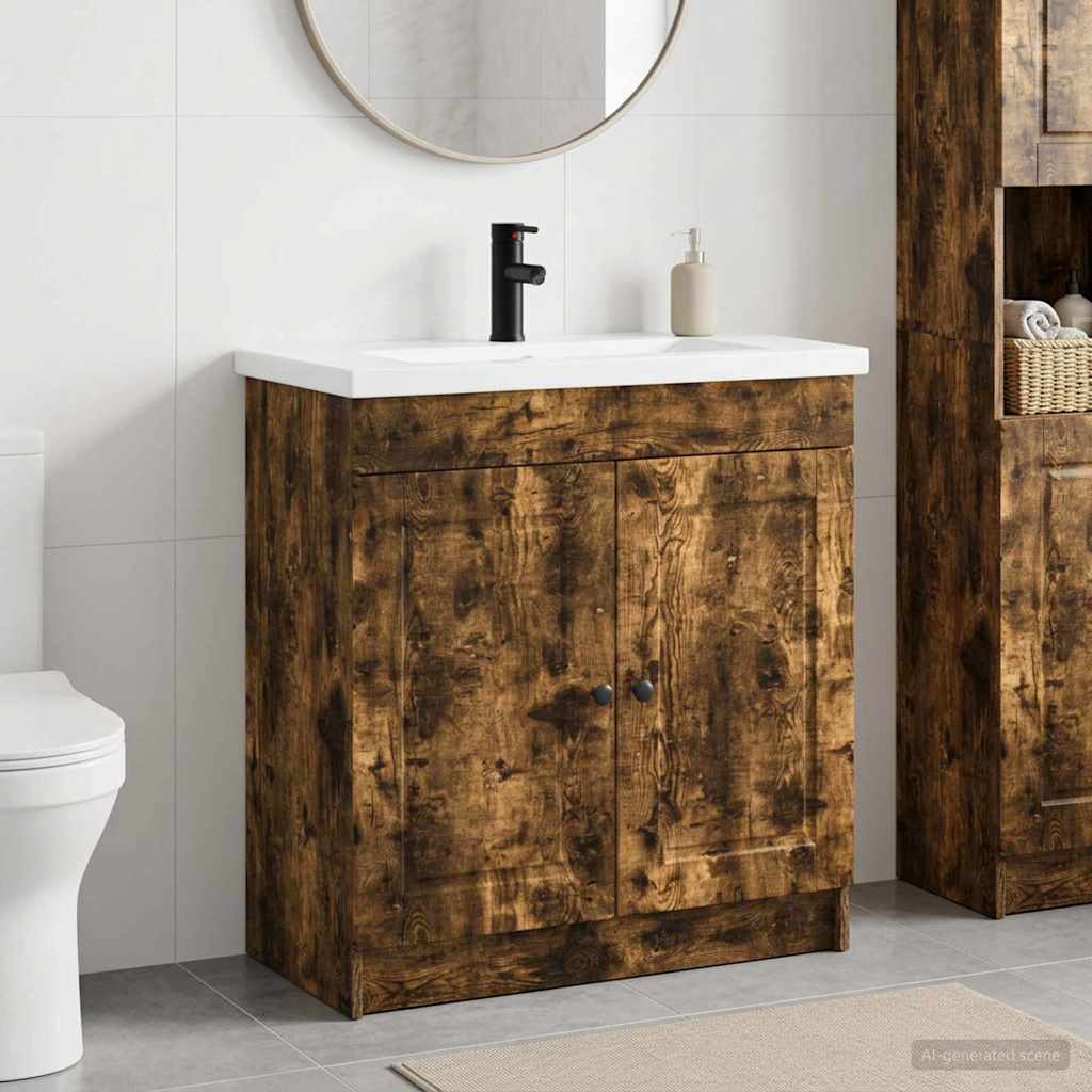 Badezimmermöbel-Set Geräucherte Eiche 78,5 x 37,5 x 81 cm
