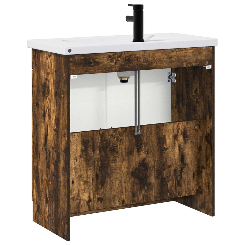 Badezimmermöbel-Set Geräucherte Eiche 78,5 x 37,5 x 81 cm