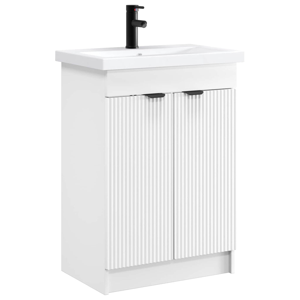 Badezimmermöbel-Set Weiß 56 x 37,5 x 81 cm Holzwerkstoff
