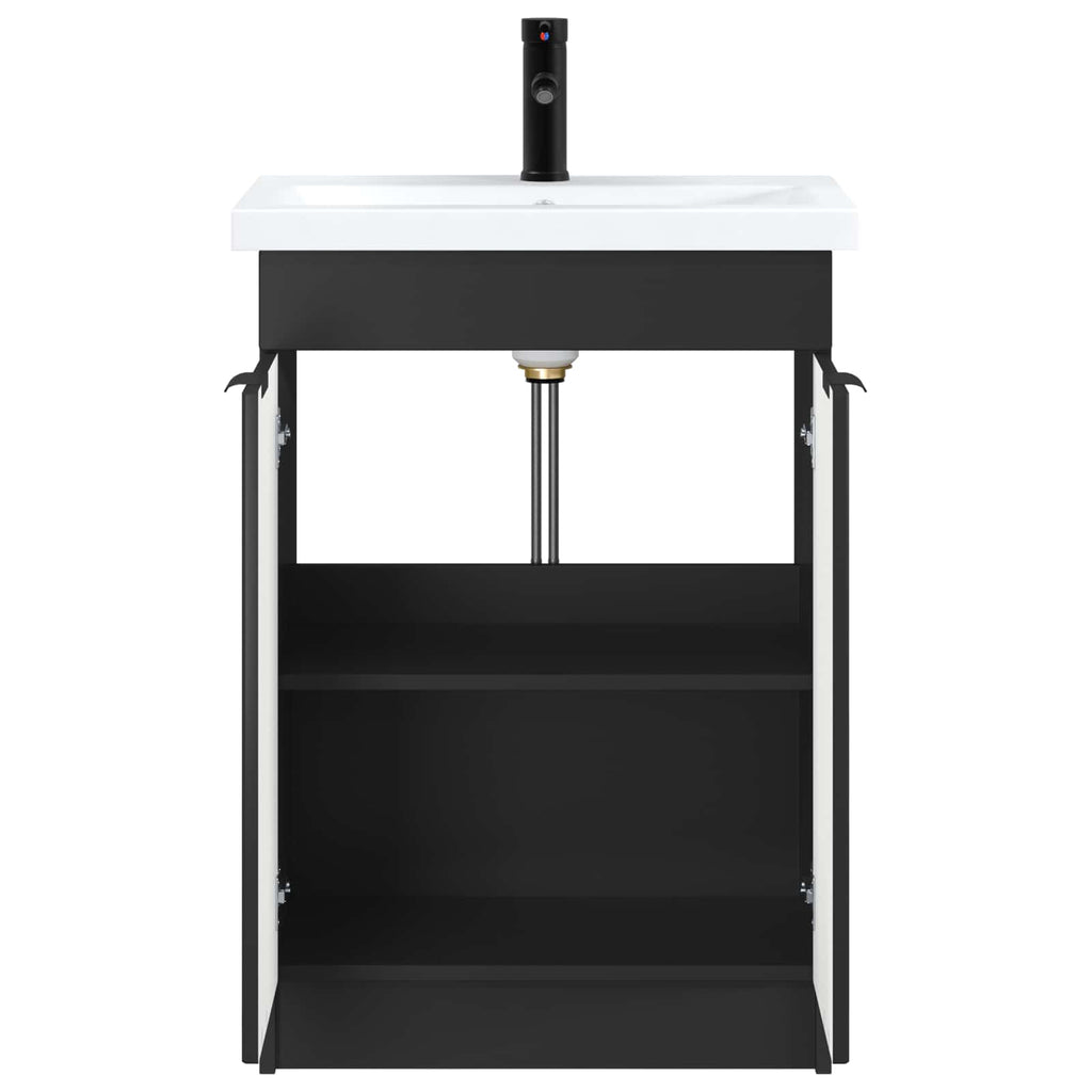 Badezimmermöbel-Set Schwarz 56 x 37,5 x 81 cm Holzwerkstoff