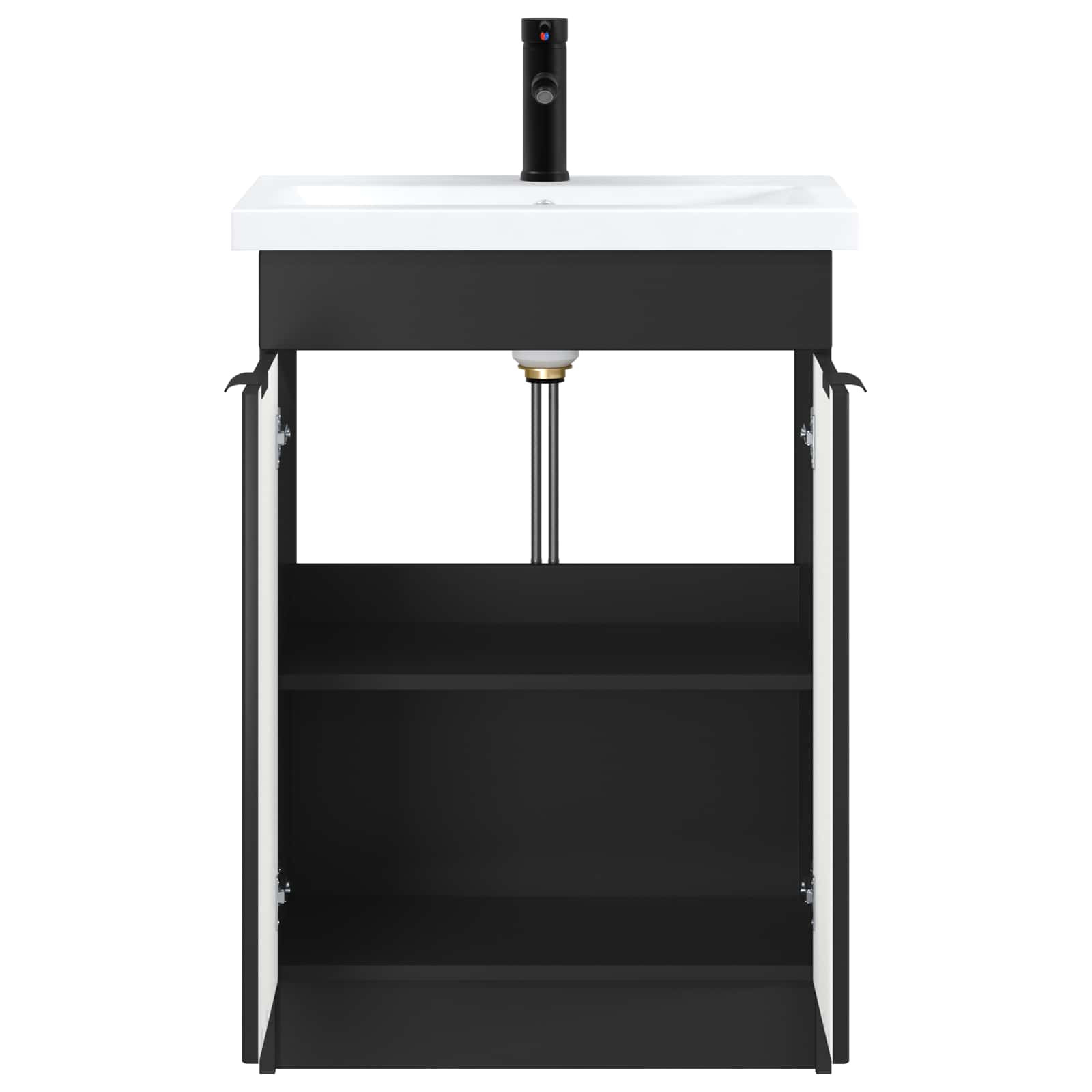 Badezimmermöbel-Set Schwarz 56 x 37,5 x 81 cm Holzwerkstoff