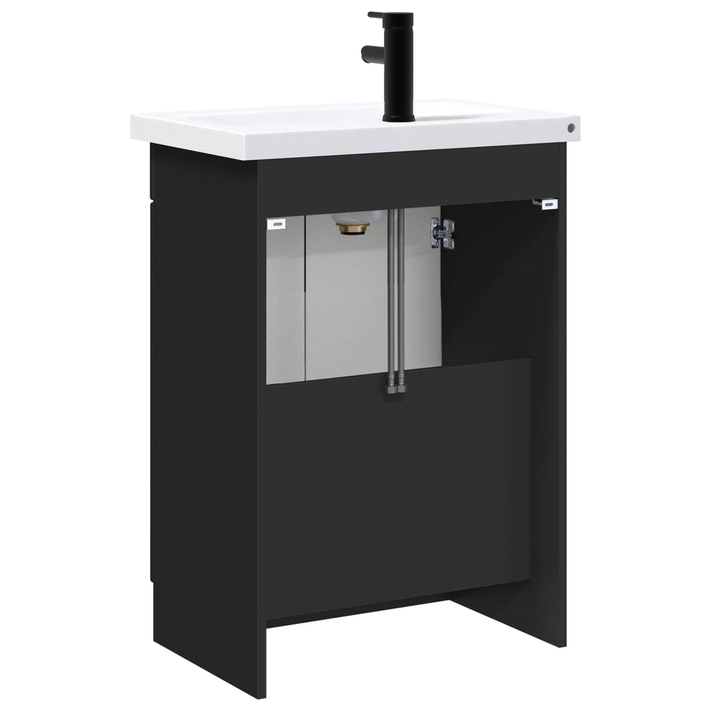 Badezimmermöbel-Set Schwarz 56 x 37,5 x 81 cm Holzwerkstoff
