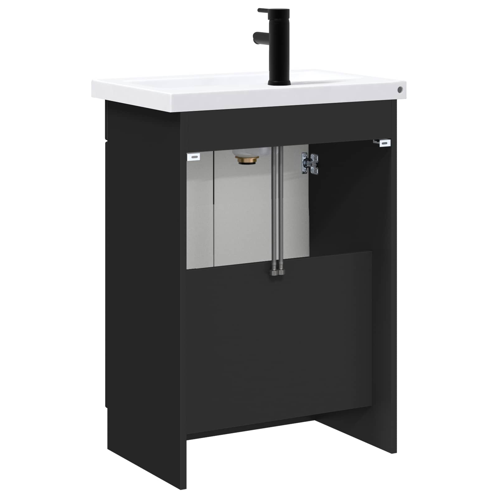 Badezimmermöbel-Set Schwarz 56 x 37,5 x 81 cm Holzwerkstoff