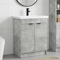 Badezimmermöbel-Set Betongrau 56 x 37,5 x 81 cm Holzwerkstoff