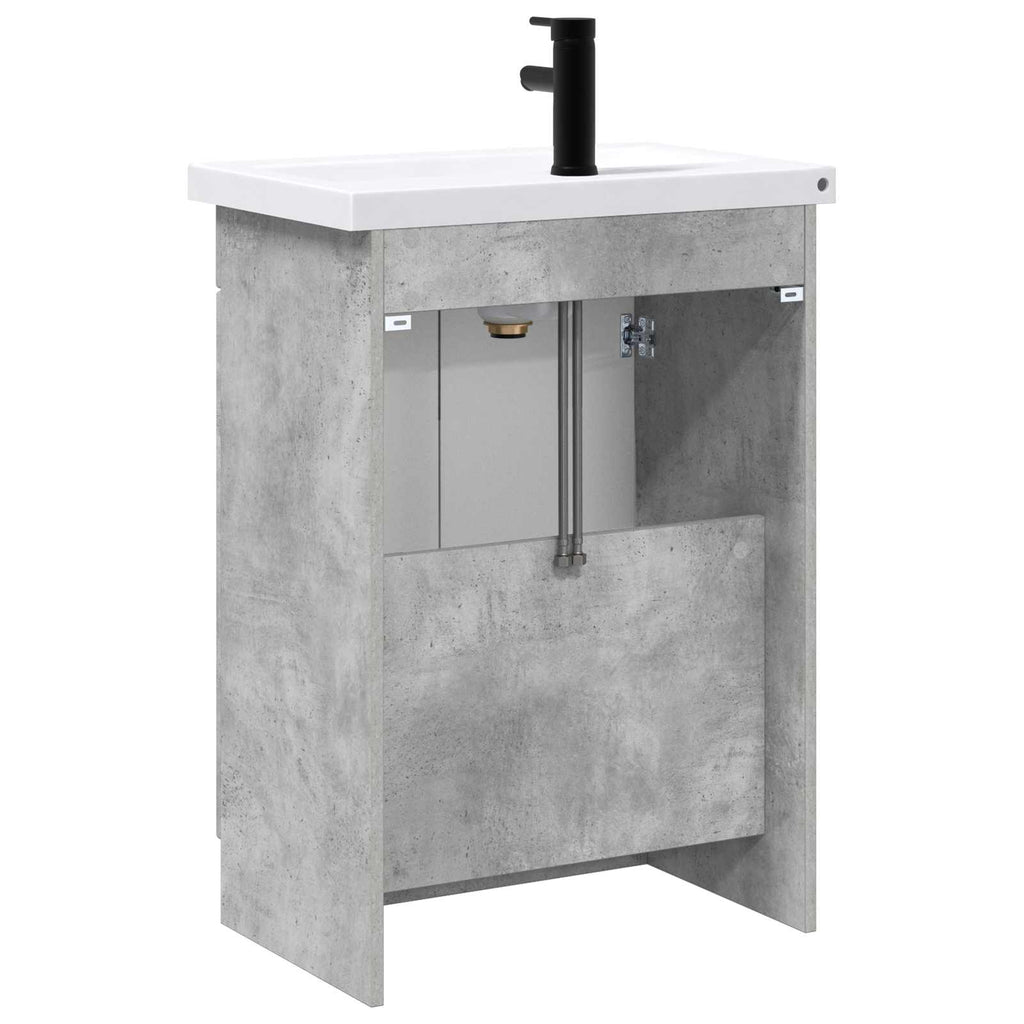 Badezimmermöbel-Set Betongrau 56 x 37,5 x 81 cm Holzwerkstoff