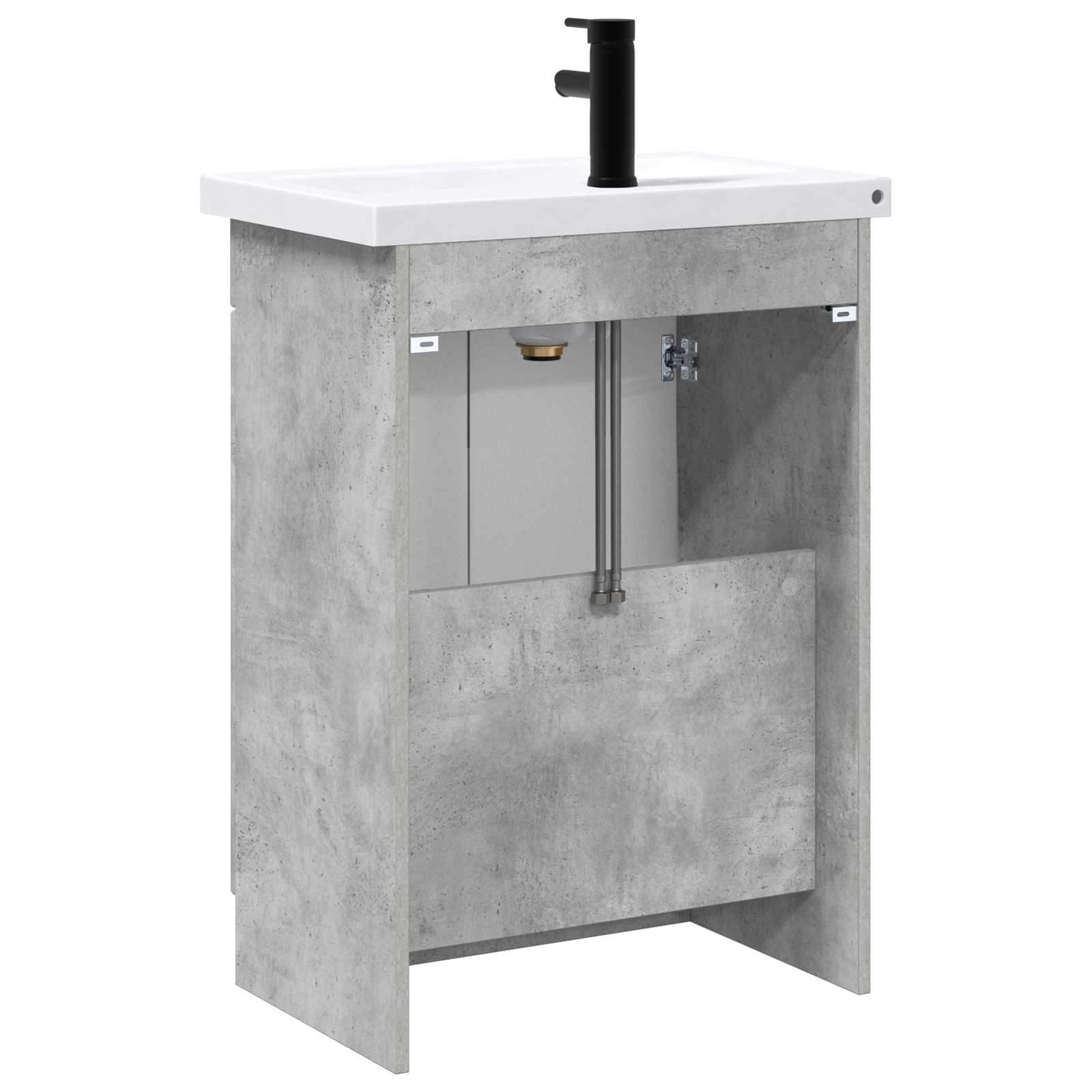 Badezimmermöbel-Set Betongrau 56 x 37,5 x 81 cm Holzwerkstoff