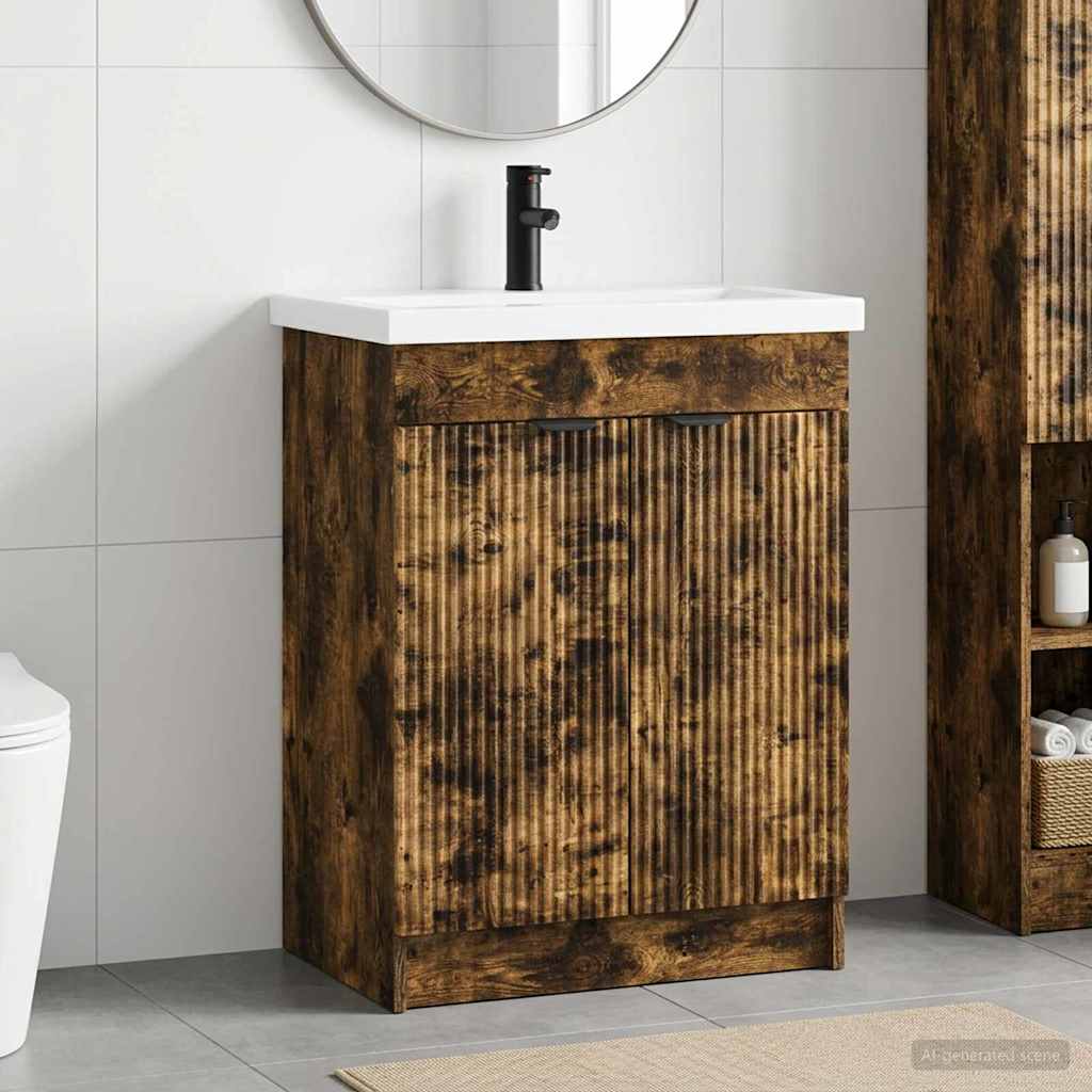 Badezimmermöbel-Set Geräucherte Eiche 56 x 37,5 x 81 cm