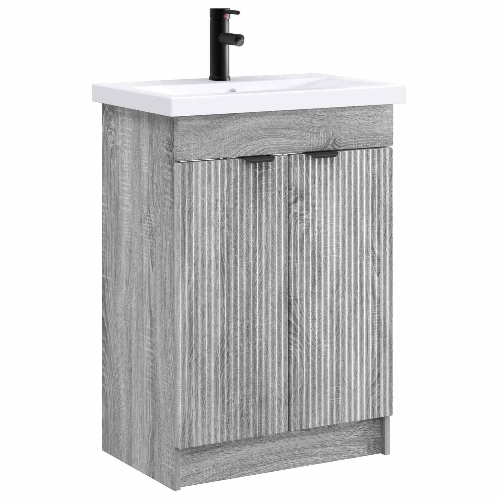 Badezimmermöbel-Set Grau Sonoma 56 x 37,5 x 81 cm Holzwerkstoff