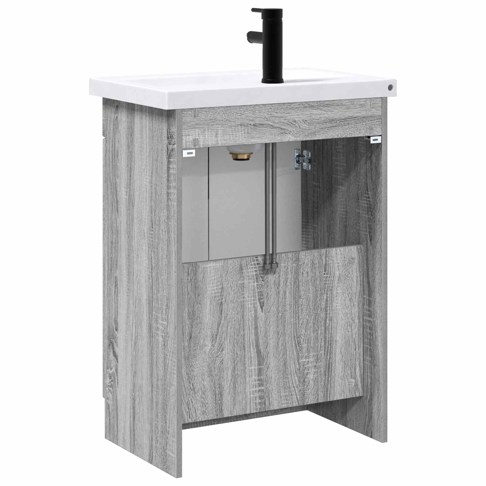 Badezimmermöbel-Set Grau Sonoma 56 x 37,5 x 81 cm Holzwerkstoff