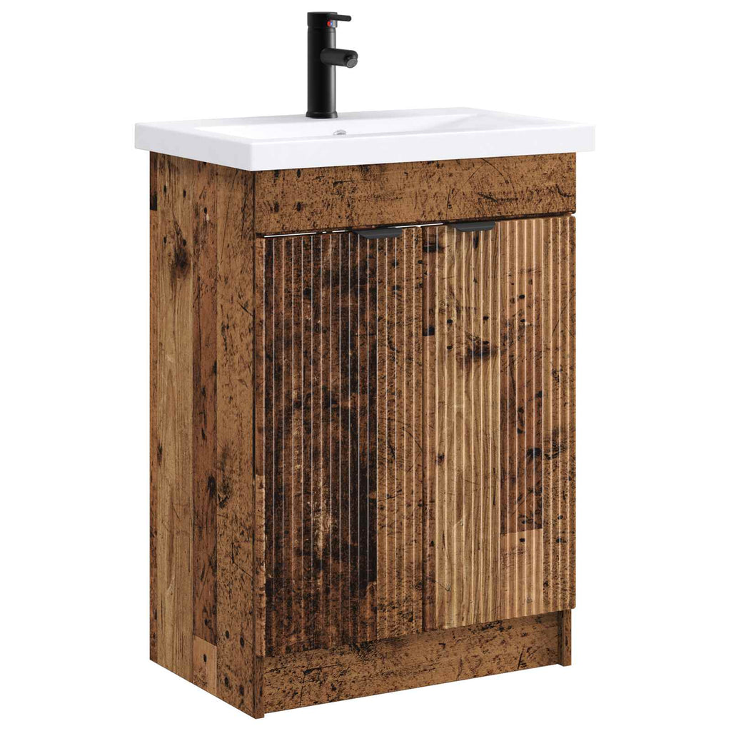 Badezimmermöbel-Set Altholz 56 x 37,5 x 81 cm Holzwerkstoff