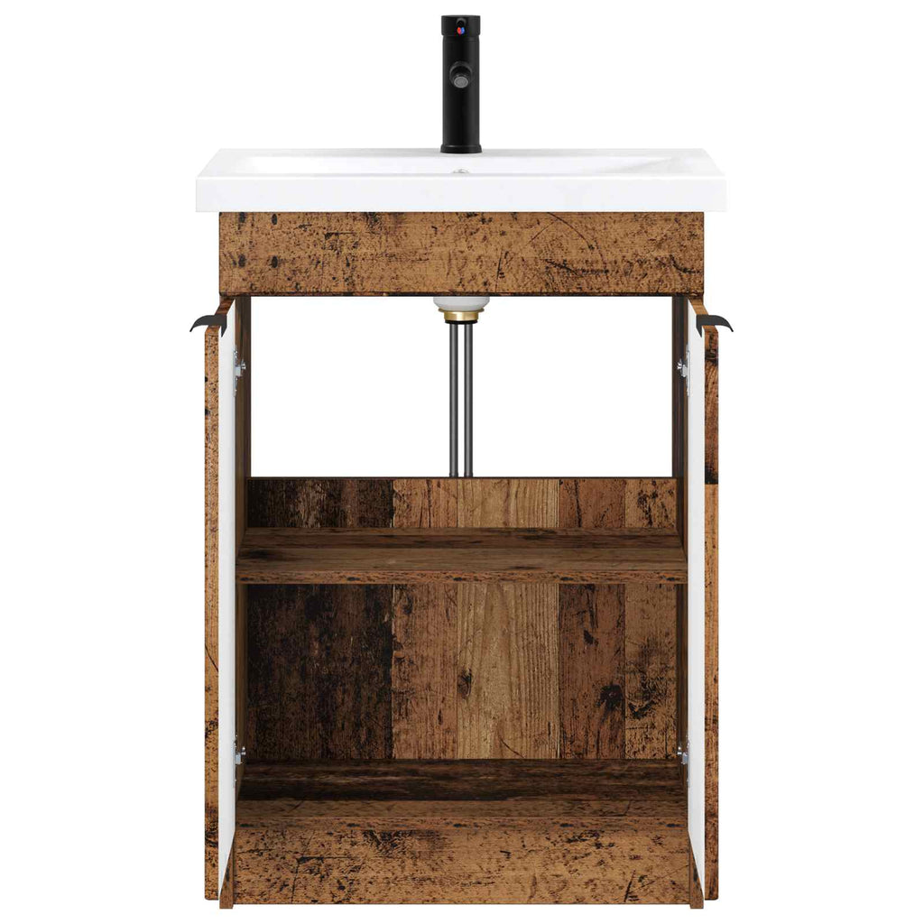Badezimmermöbel-Set Altholz 56 x 37,5 x 81 cm Holzwerkstoff