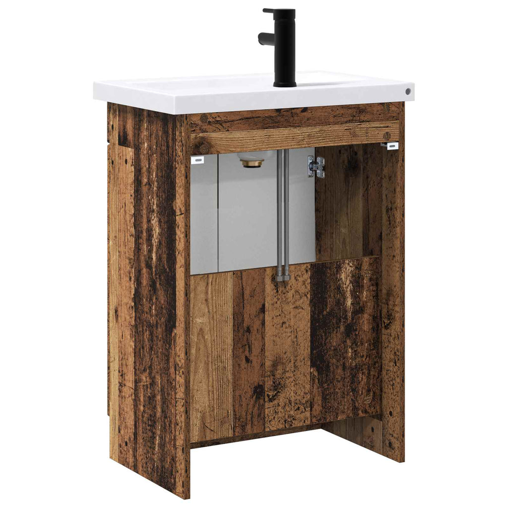 Badezimmermöbel-Set Altholz 56 x 37,5 x 81 cm Holzwerkstoff