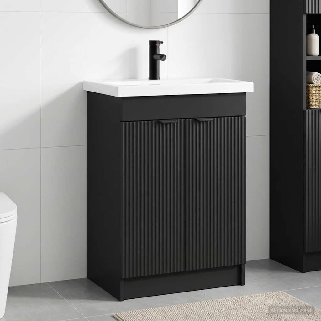 Badezimmermöbel-Set Schwarz 78,5 x 37,5 x 81 cm Holzwerkstoff