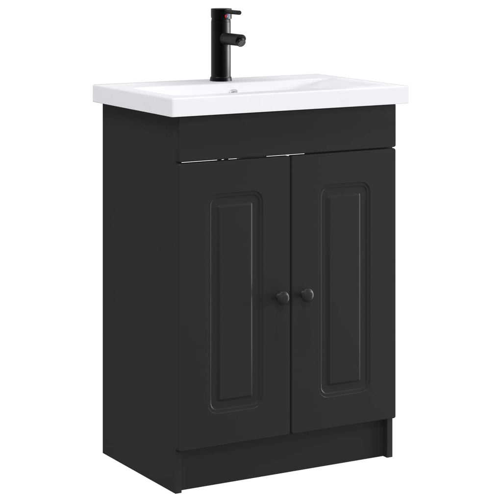 Badezimmermöbel-Set Schwarz 56 x 37,5 x 81 cm Holzwerkstoff